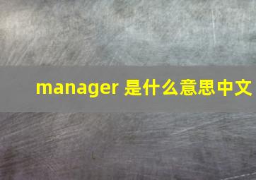 manager 是什么意思中文